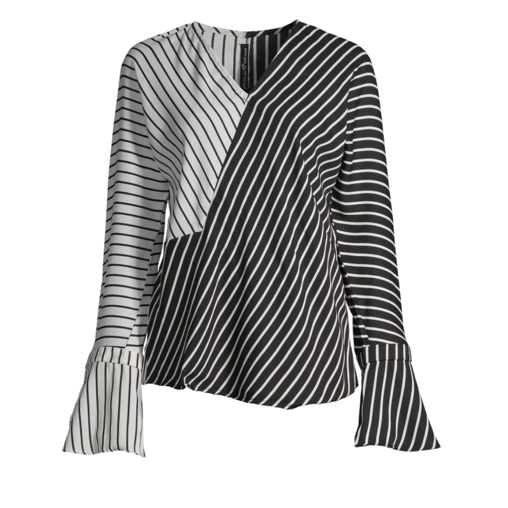 New Attitude Unknown sz. Medium Women's Black & White Striped Blouse